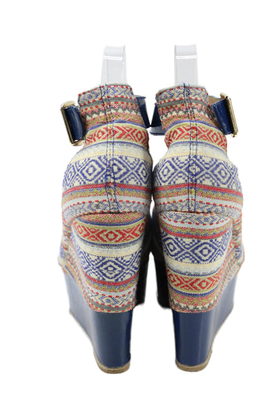 Steve Madden Womens Striped Platform Wedge Heels Blue Size 7
