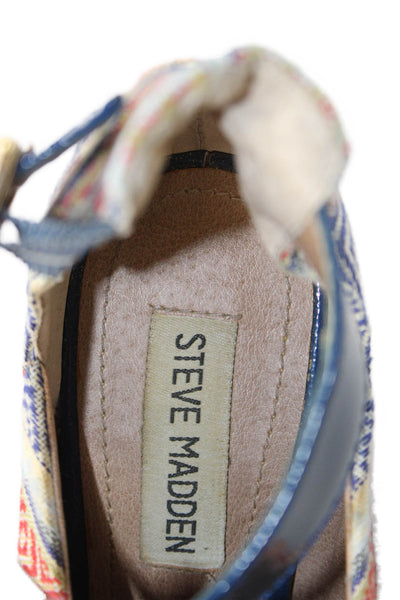 Steve Madden Womens Striped Platform Wedge Heels Blue Size 7