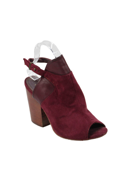 MIA Womens Suede Open Toe Heel Cut Out Detail Heels Red Size 7.5