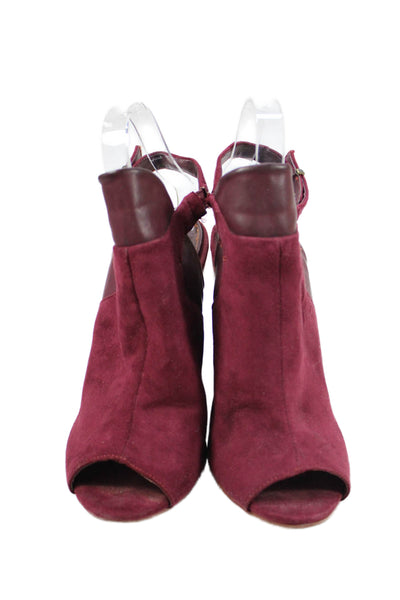 MIA Womens Suede Open Toe Heel Cut Out Detail Heels Red Size 7.5
