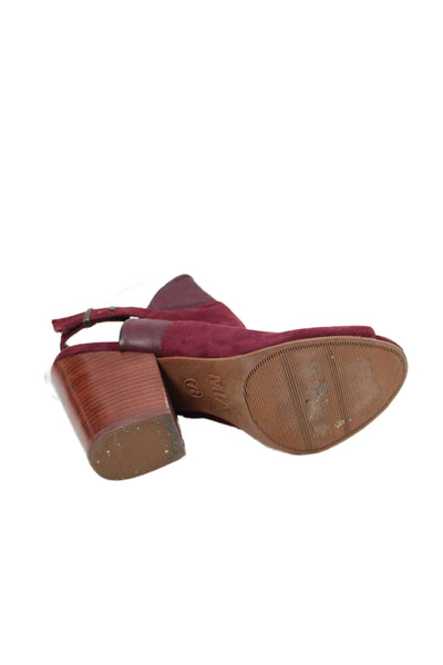 MIA Womens Suede Open Toe Heel Cut Out Detail Heels Red Size 7.5