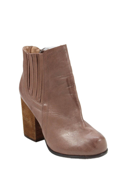 Jeffrey Campbell Womens Leather Pleated Detail Heeled Ankle Boots Beige Size 8