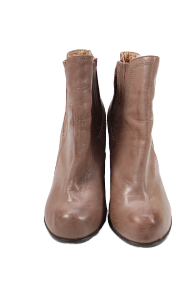 Jeffrey Campbell Womens Leather Pleated Detail Heeled Ankle Boots Beige Size 8