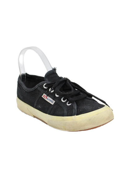 Superga Womens Casual Lace Up Low Top Sneakers Black Size EUR 37