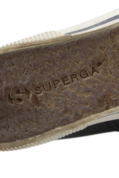 Superga Womens Leather Lace Up Low Top Sneakers Black Size 8