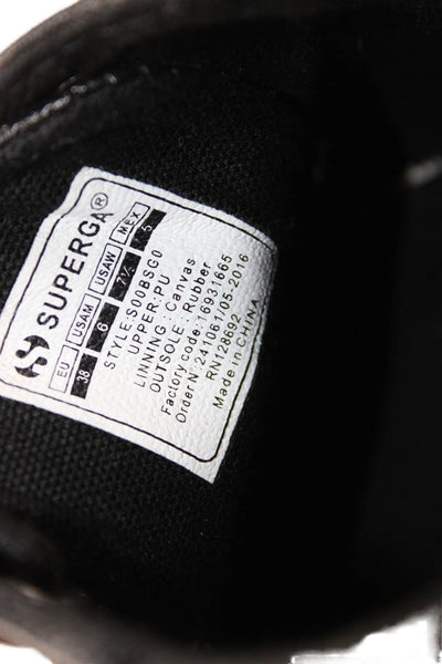 Superga Womens Leather Lace Up Low Top Sneakers Black Size 8