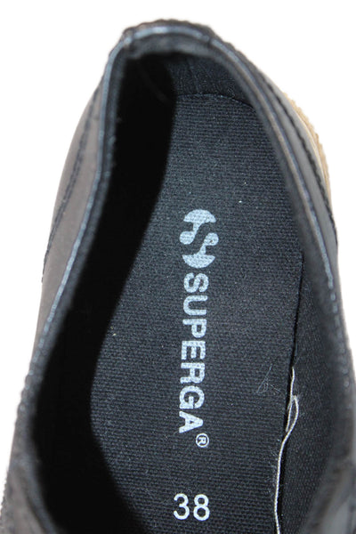 Superga Womens Leather Lace Up Low Top Sneakers Black Size 8
