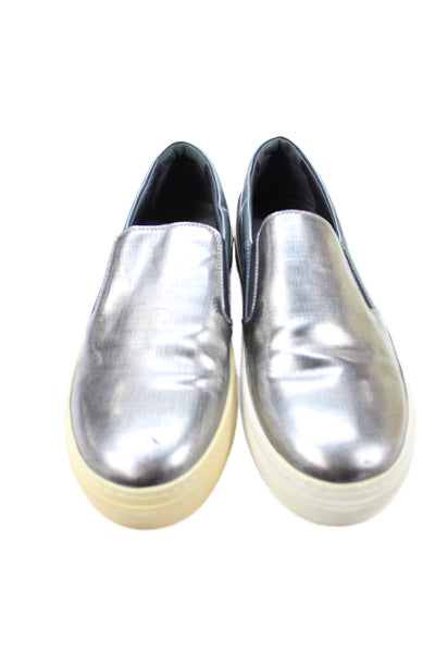 Tods Womens Metallic Slip On Low Top Sneakers Silver Size 9
