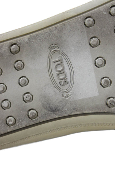 Tods Womens Metallic Slip On Low Top Sneakers Silver Size 9