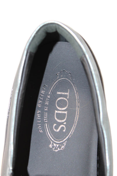 Tods Womens Metallic Slip On Low Top Sneakers Silver Size 9