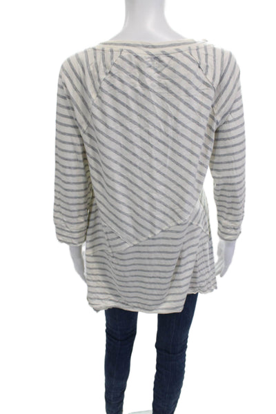 Calvin Klein Womens Tunic 3/4 Sleeve Striped Beige Round Neck Size L