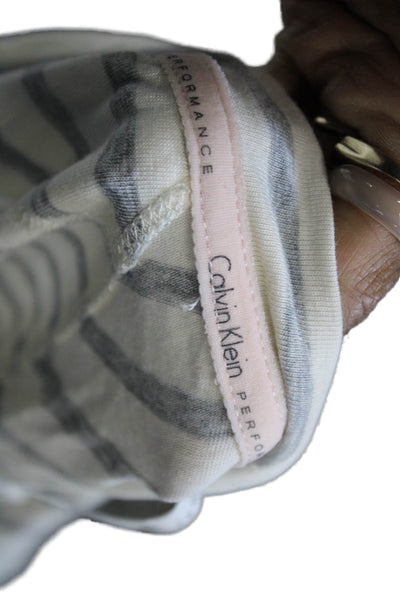 Calvin Klein Womens Tunic 3/4 Sleeve Striped Beige Round Neck Size L