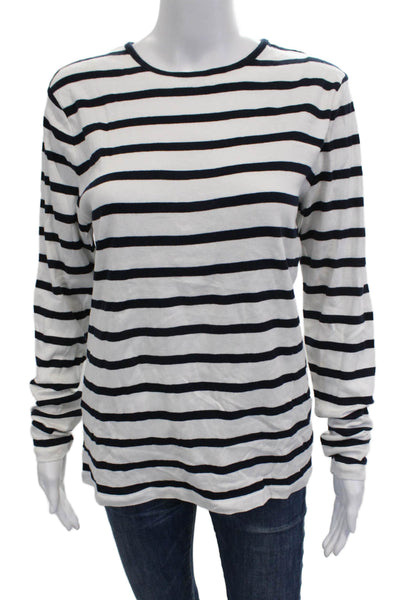 Lauren Ralph Lauren Women Black Striped Cotton Long Sleeve T-Shirt Size XL