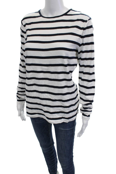 Lauren Ralph Lauren Women Black Striped Cotton Long Sleeve T-Shirt Size XL
