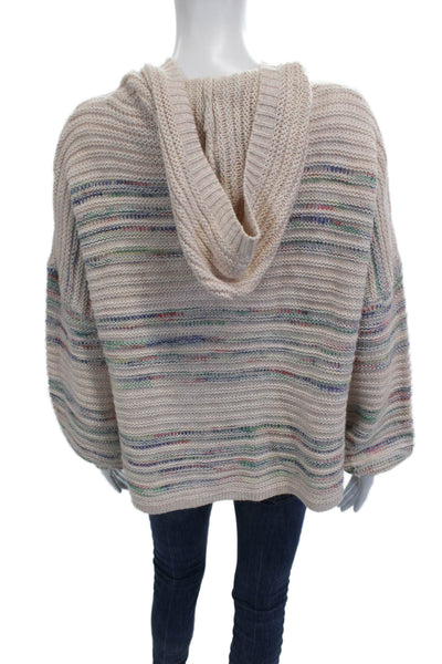 Woven Heart Unisex Pullover Sweater Striped Beige Long Sleeve Size S