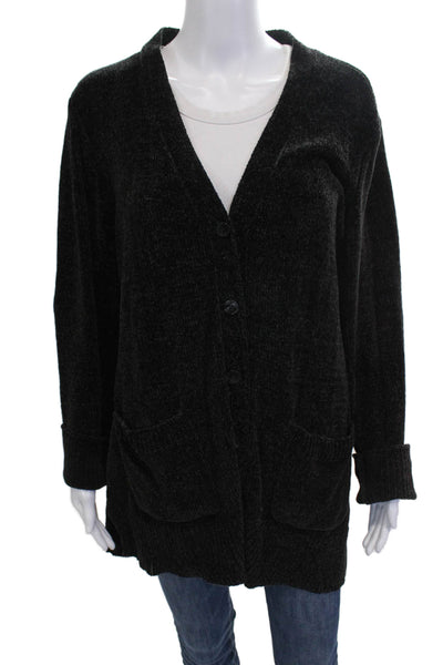 Isaac Mizrahi Unisex Black Cardigan Vneck Button Longsleeve Polyester Size XL