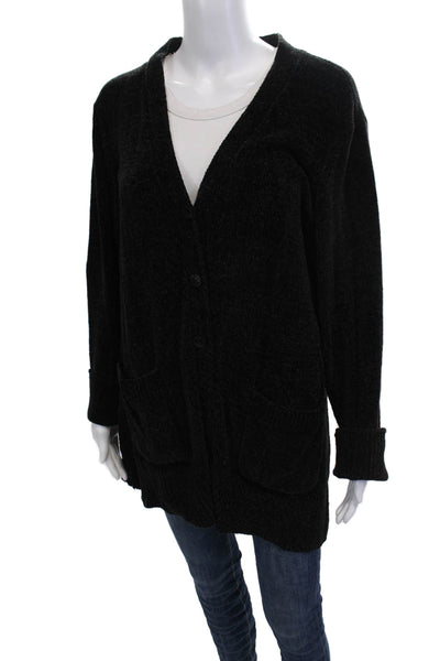 Isaac Mizrahi Unisex Black Cardigan Vneck Button Longsleeve Polyester Size XL