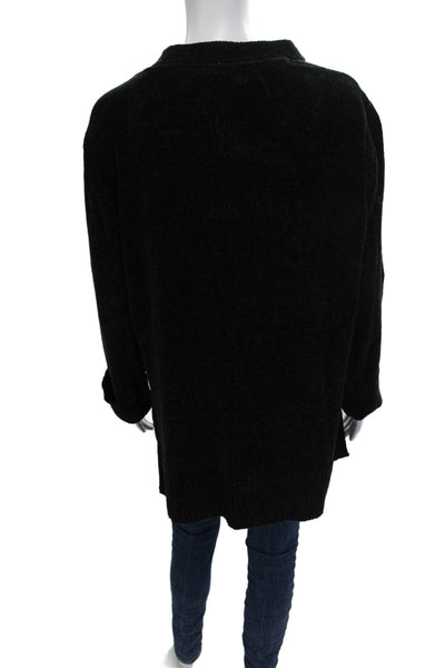 Isaac Mizrahi Unisex Black Cardigan Vneck Button Longsleeve Polyester Size XL
