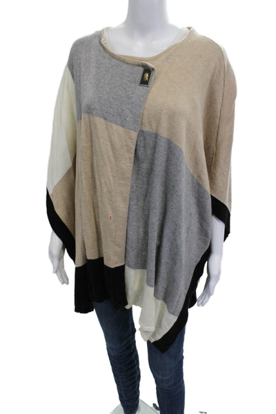 Calvin Klein Womens Beige Geometric Cotton Blend Round Neck Sweater Size One