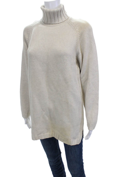 Jeanne Pierre Unisex Pullover Sweaters Turtleneck Beige 100% Cotton Size M