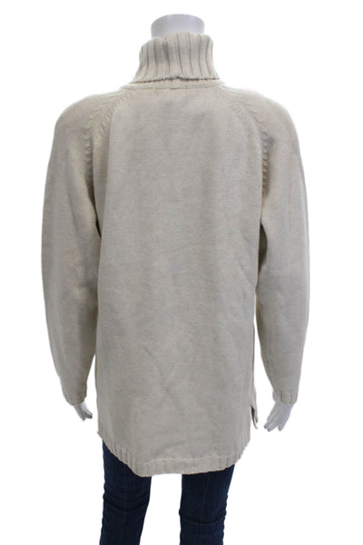Jeanne Pierre Unisex Pullover Sweaters Turtleneck Beige 100% Cotton Size M