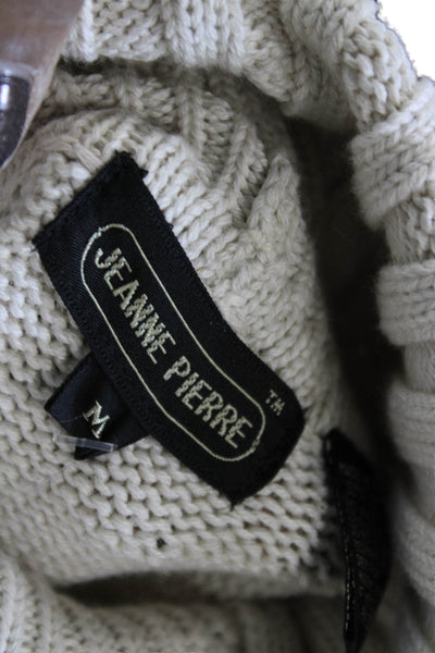 Jeanne Pierre Unisex Pullover Sweaters Turtleneck Beige 100% Cotton Size M