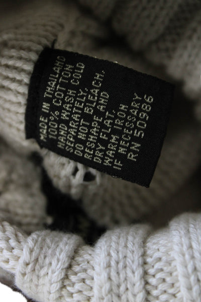 Jeanne Pierre Unisex Pullover Sweaters Turtleneck Beige 100% Cotton Size M
