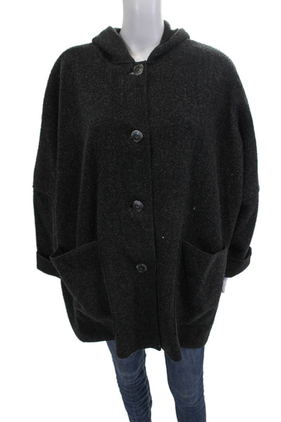 Maralyce Ferree Womens Classic Black Button Long Sleeve Coat Size M