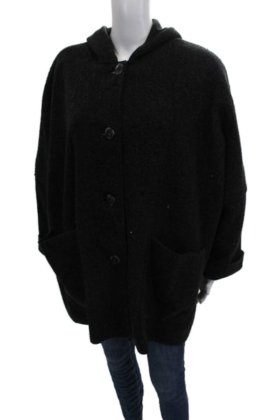Maralyce Ferree Womens Classic Black Button Long Sleeve Coat Size M