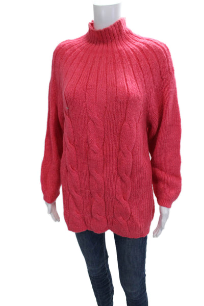 Michael Simon Women Pullover Pink Mock Neck Long Sleeve 80s Size One Size