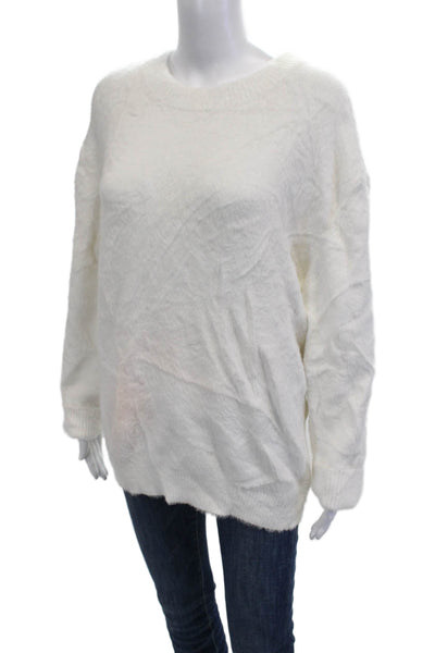 Babaton Womens Pullover Crew Neck White Nylon Long Sleeve Size L