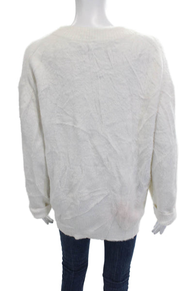 Babaton Womens Pullover Crew Neck White Nylon Long Sleeve Size L