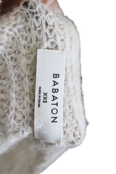 Babaton Women Beige V-Neck Button Pullover Alpaca Blend Long Sleeve Size 2XS