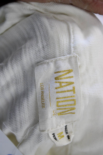 Nation LTD Womens Collared Cotton Button Up Blouse White 3/4 Sleeve Size M