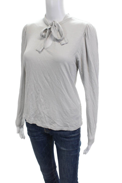 Lilla P Womens Gray High Neck Long Sleeve Basic Blouse Size XS