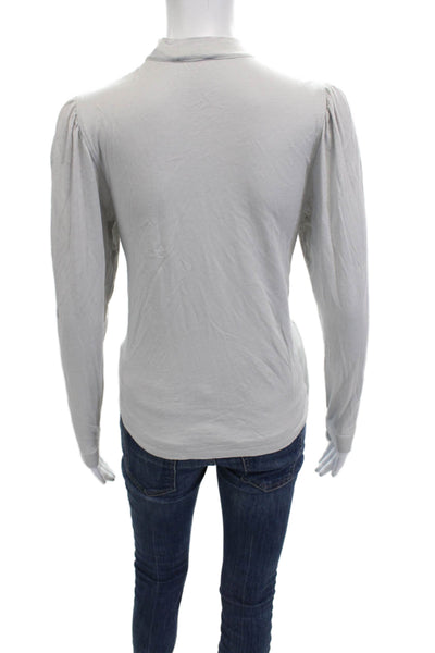 Lilla P Womens Gray High Neck Long Sleeve Basic Blouse Size XS