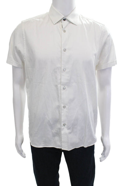 Ted Baker London Mens Button Front Short Sleeve Collared Shirt White Size 4