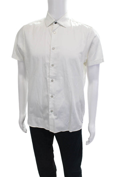 Ted Baker London Mens Button Front Short Sleeve Collared Shirt White Size 4