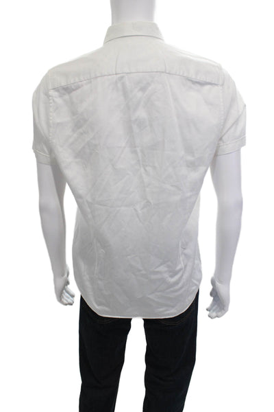 Ted Baker London Mens Button Front Short Sleeve Collared Shirt White Size 4