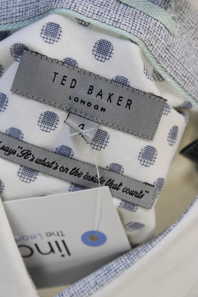 Ted Baker London Mens Button Front Short Sleeve Collared Shirt White Size 4