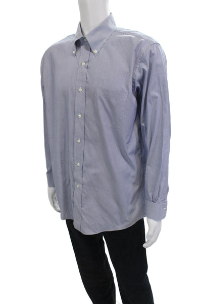 Brooks Brothers Men Button-Down Blue Striped Long Sleeve Big & Tall Size M