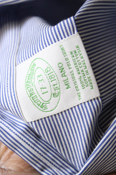 Brooks Brothers Men Button-Down Blue Striped Long Sleeve Big & Tall Size M