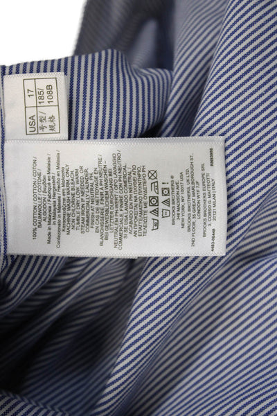 Brooks Brothers Men Button-Down Blue Striped Long Sleeve Big & Tall Size M