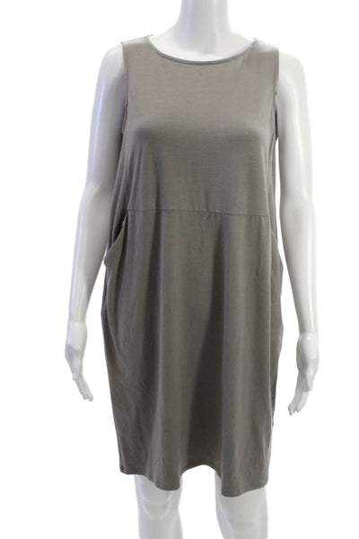Eileen Fisher Womens Shift Tank Silk Dress Gray Size PS