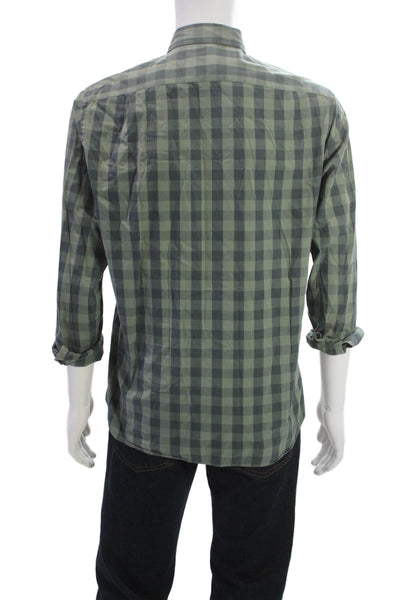 J Crew Mens Button-Down Check Cotton Dress Shirt Green Long Sleeve Size M