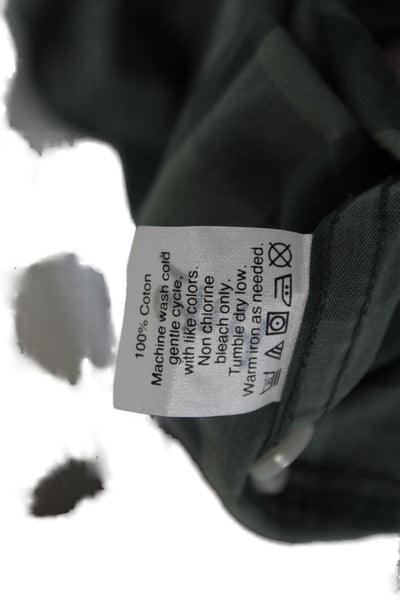 J Crew Mens Button-Down Check Cotton Dress Shirt Green Long Sleeve Size M