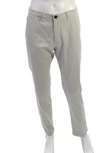 Theory Mens Beige Chinos Cotton Blend Button Closure Size 32