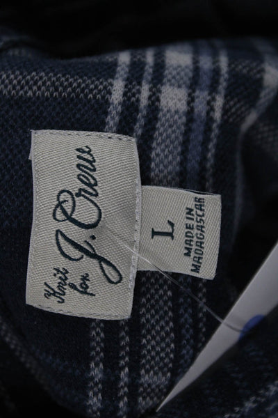 J Crew Mens Button Front Long Sleeve Collared Plaid Shirt Blue Size Large