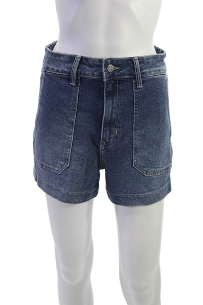 Just Black Denim Womens 90s Dark Blue Button Shorts Cotton Blend Size M