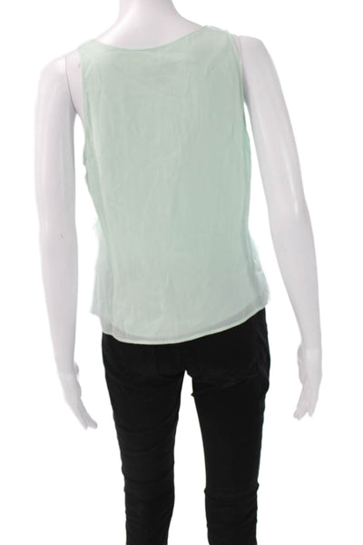 J Crew Women Light Blue Viscose Round Neck Tank Bird Print Size XS